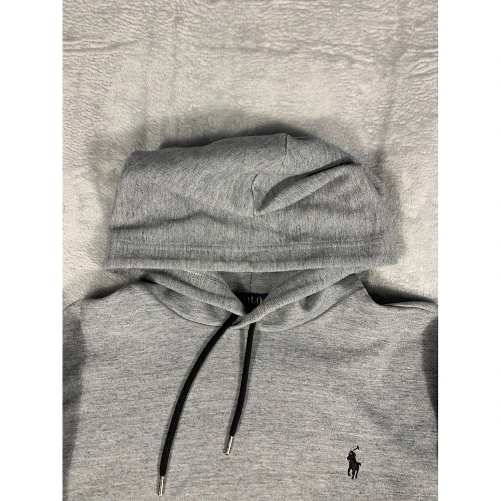 Polo Ralph Lauren Men's Hoodie L Gray Contrasting Black Drawstrings